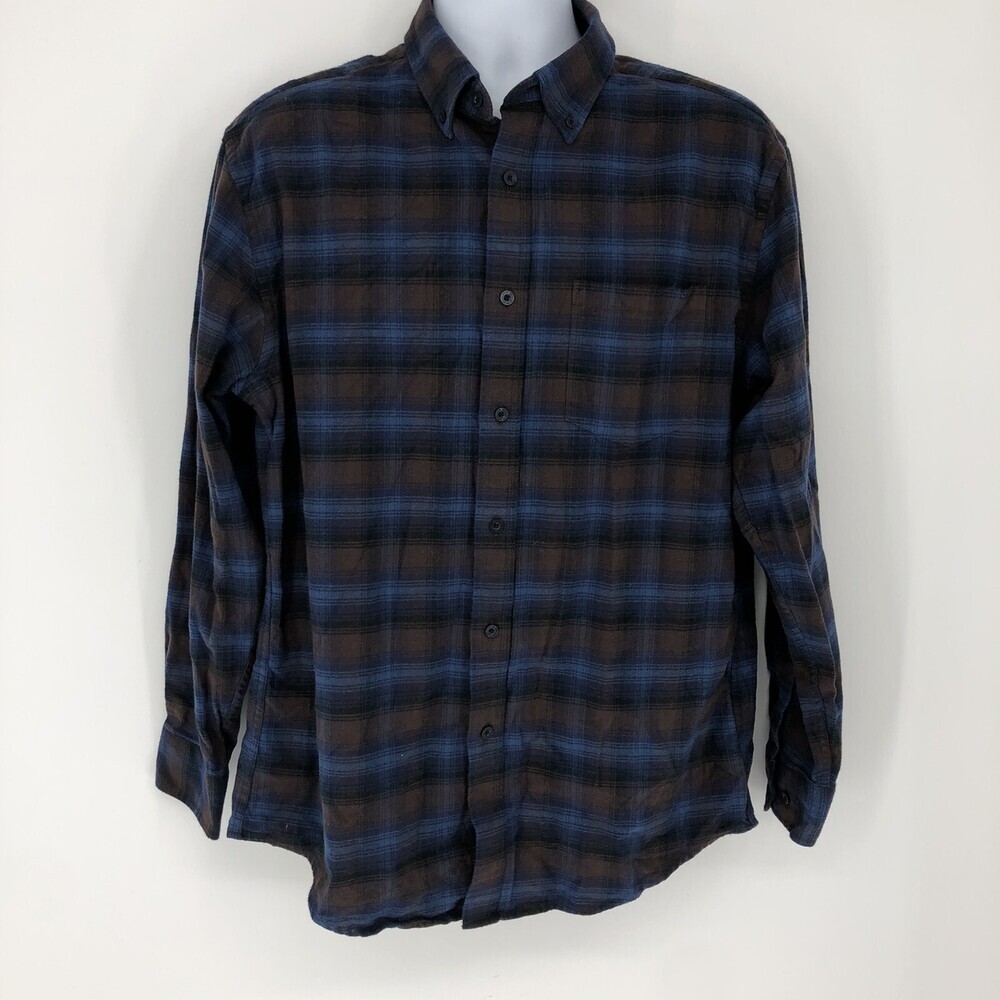 Pendleton Mason Cotton Blend Blue/Burnt Orange Plaid Button Down Shirt Sz Large
